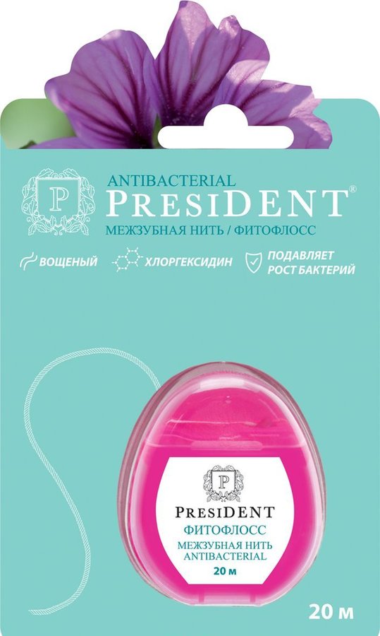 President зуб.нить Antibacterial (хлоргексидин, Malva) 20м Производитель: Италия Betafarma S.p.A